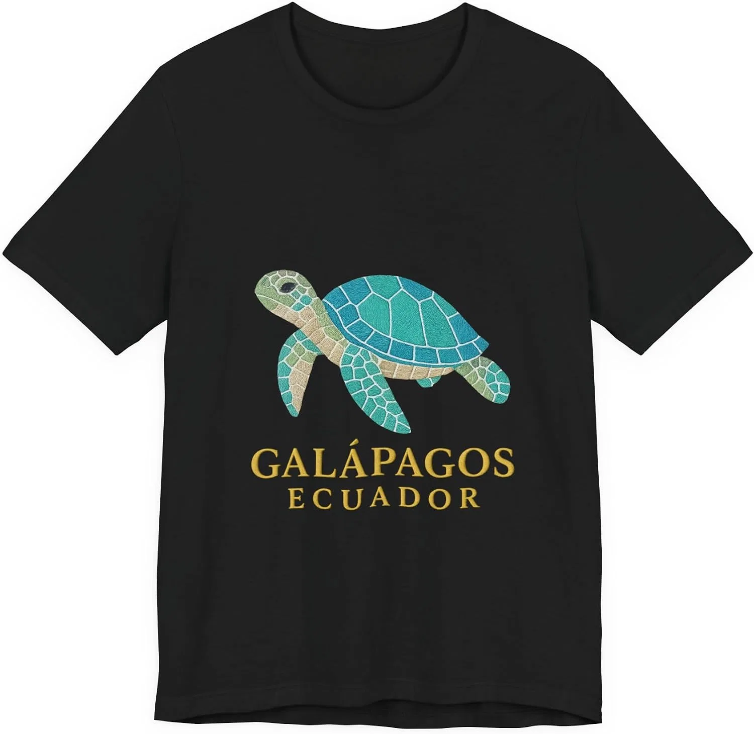 Футболка с принтом черепахи Galápagos Ecuador Mosaic Turtle Bella Canvas 3001, Black — фото 3