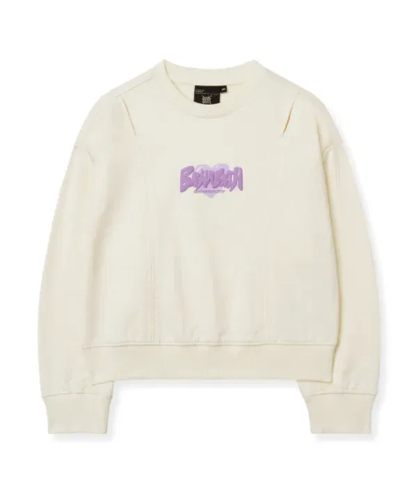 Свитшот детский с вырезом, crewneck, Brownbreath Kids, слоновая кость — фото 2
