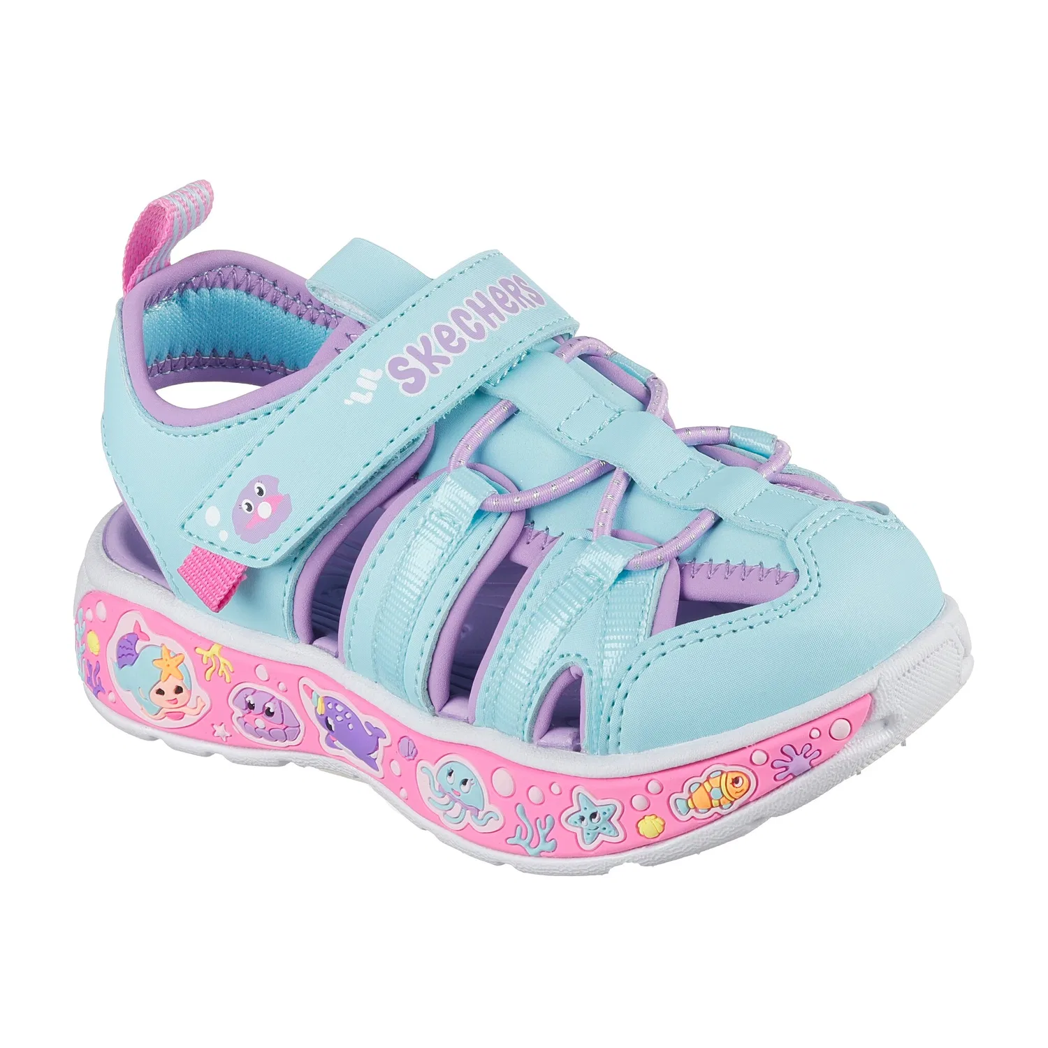 Детские сандалии с резинкой и липучкой Skechers, Turquoise-Violet