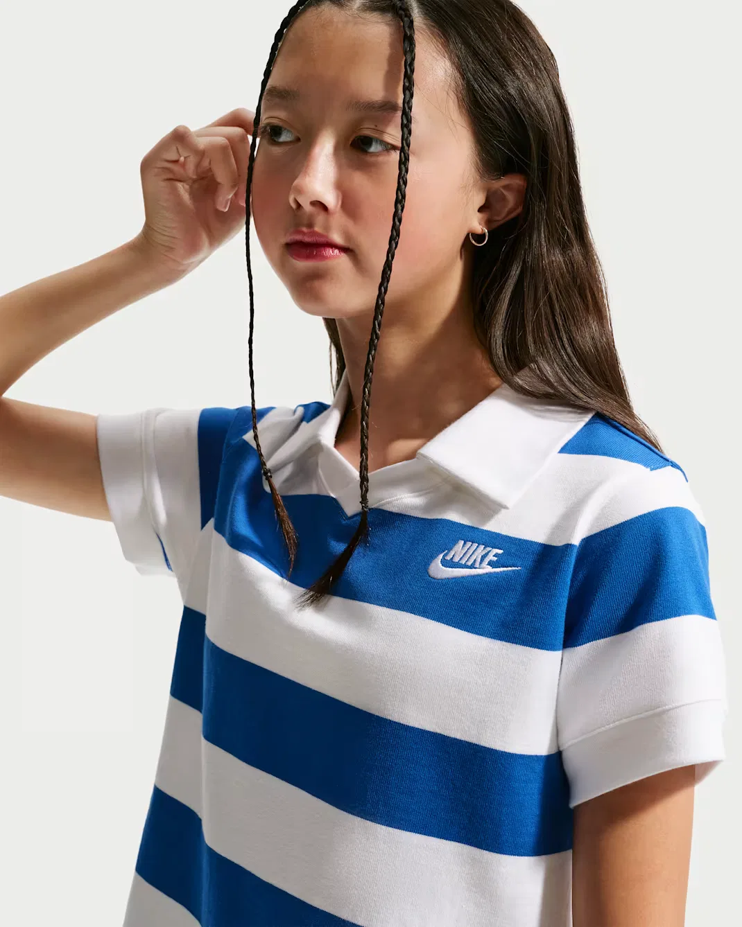 Поло с коротким рукавом для девочек (подростков) Nike Sportswear, Game Royal/White/Volt/White — фото 3