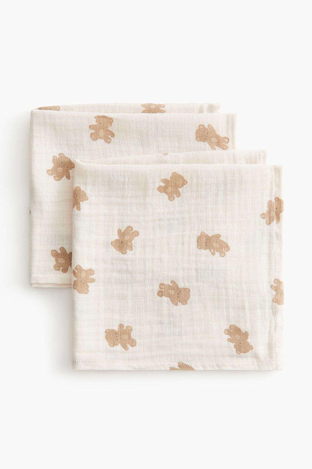 

Набор салфеток H&M Muslin Cloth, 2 штуки, 40x40 см, белый/коричневый