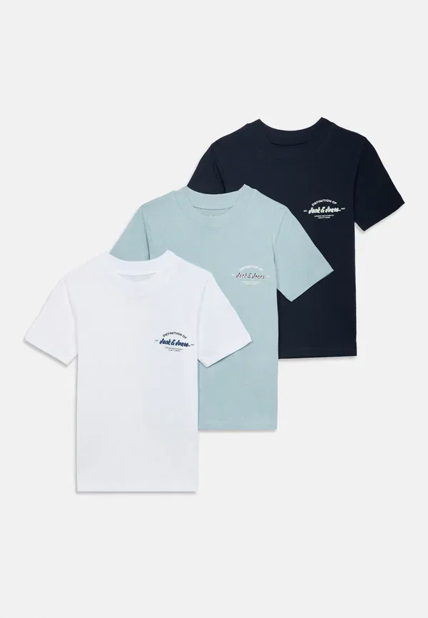 Комплект из 3 футболок Jjbrandon с круглым вырезом - базовая футболка Jack & Jones Junior, белый/темно-синий/небесно-голубой — фото 3