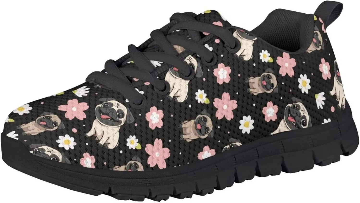 Детские кроссовки для девочек с противоскользящей подошвой Biyejit, Pug Dog Floral
