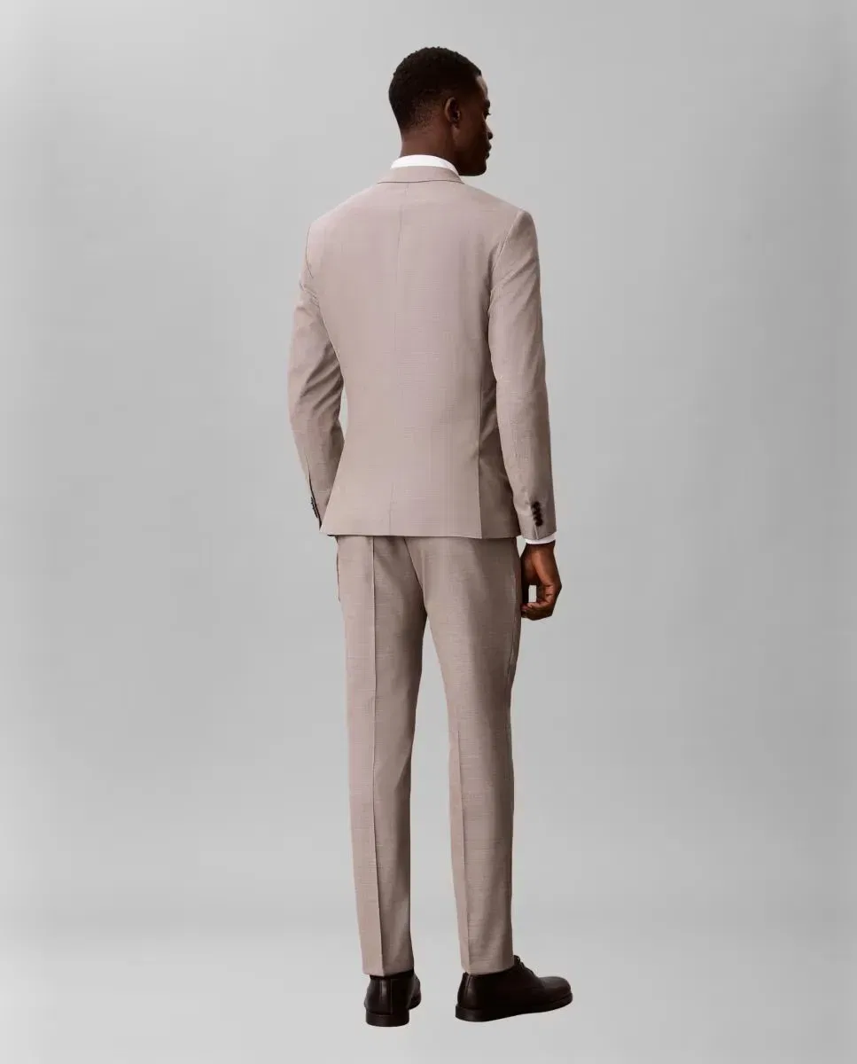 Мужские брюки slim из шерсти с микроструктурой Barlecorn Calvin Klein, Beige — фото 4