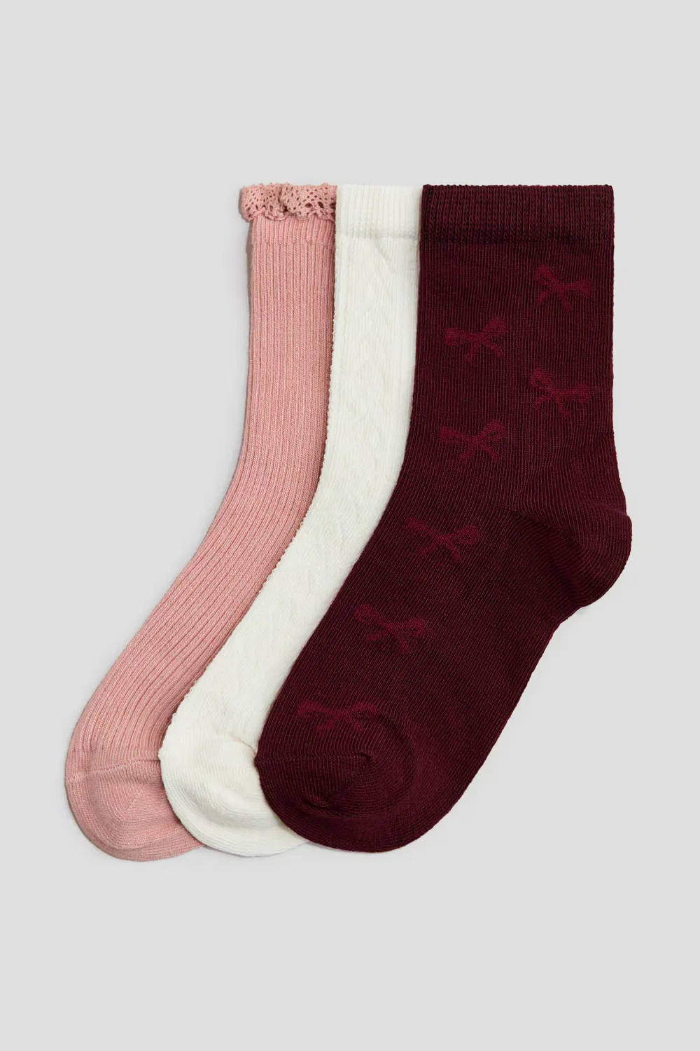 3 упаковки носков H&M, Dunkelrot/Schleifen
