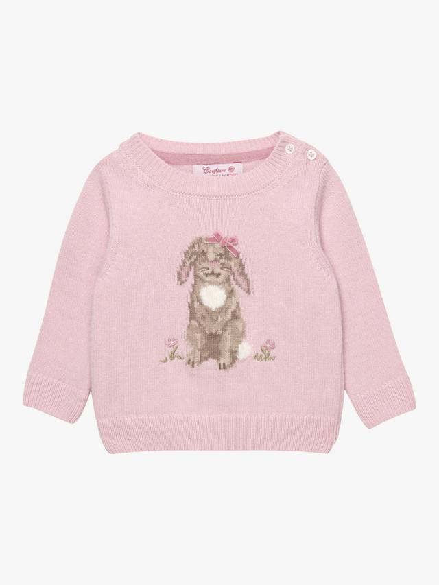 

Детский свитер Betty из шерстяной смеси с кроликом Trotters, Pale Pink