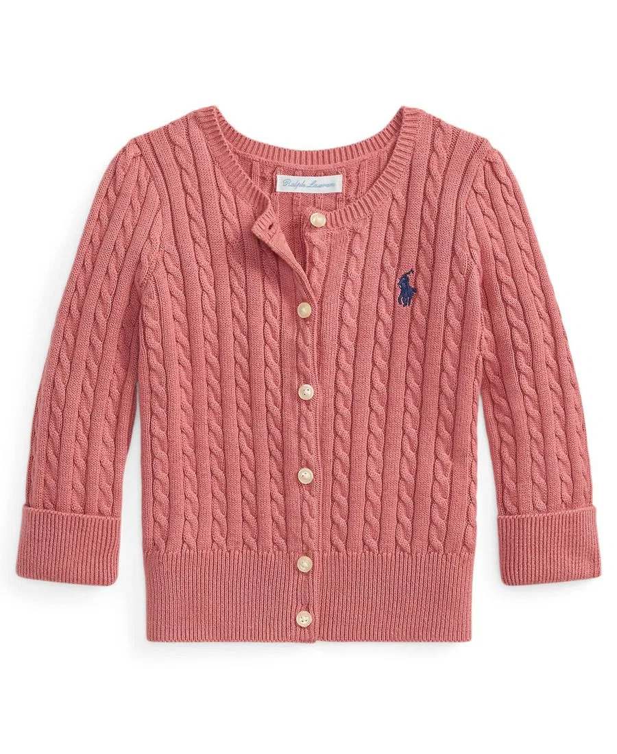 Детский кардиган из хлопка с мини-косами Lake Days Quote Polo Ralph Lauren, Canvas Pink