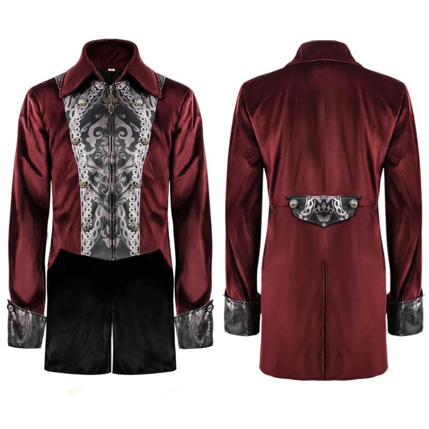 Мужское пальто с корейским воротником Steampunk retrò Uniforme, красное, 4XL, Giacca Rossa