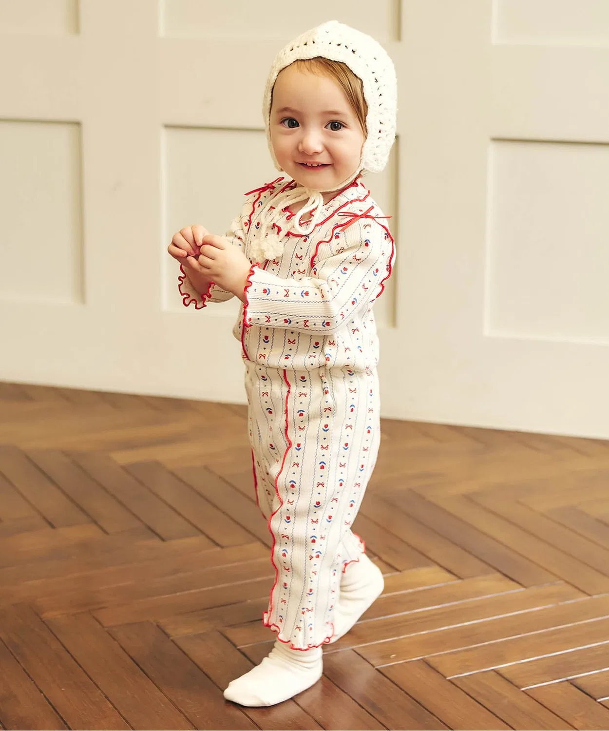 Детский боди-комбинезон с рюшами и лентой Mellow Rib Bodysuit apres les cours, Ivory — фото 4