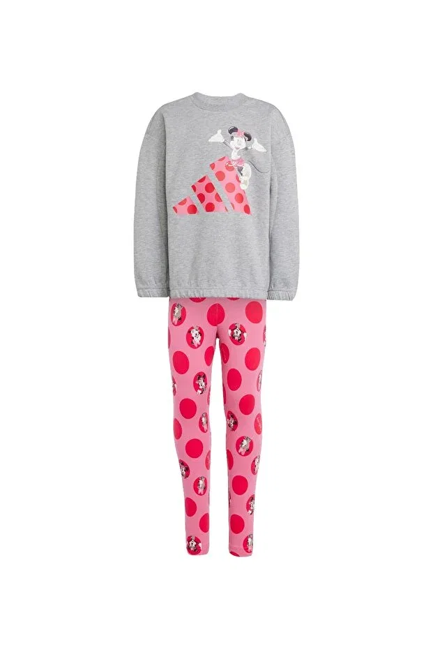 Детские леггинсы для девочек с принтом jf3645-lg dy mi jog Adidas, Gray - Pink