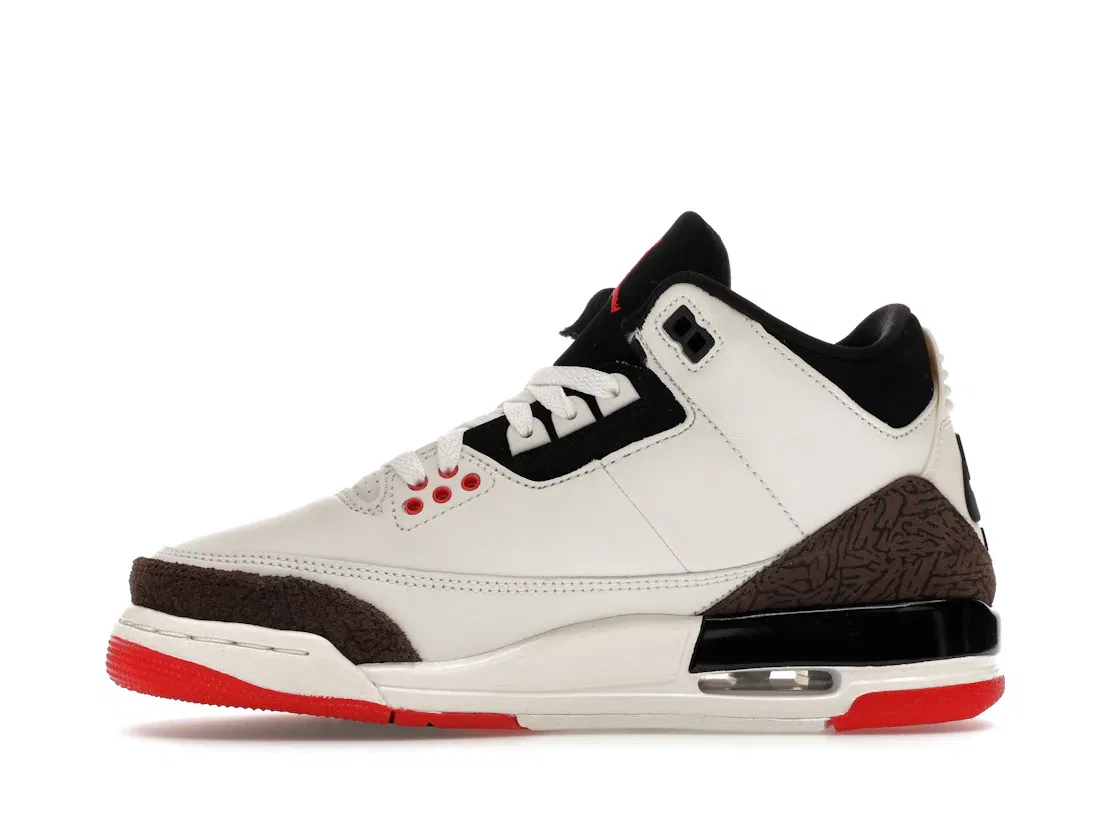 Детские кроссовки Lifestyle с принтом Jordan 3 Retro Jordan, Sail/Black/University Red/Pale Ivory/Palomino — фото 3