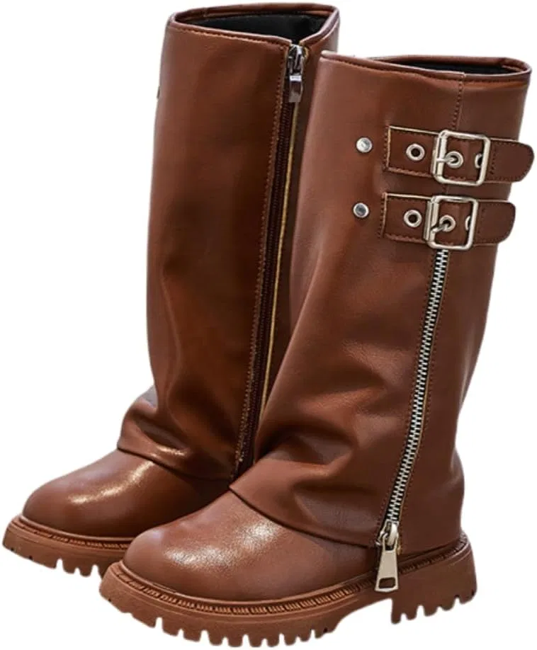 Детские ботинки для девочек с боковой молнией Auhoho, Brown