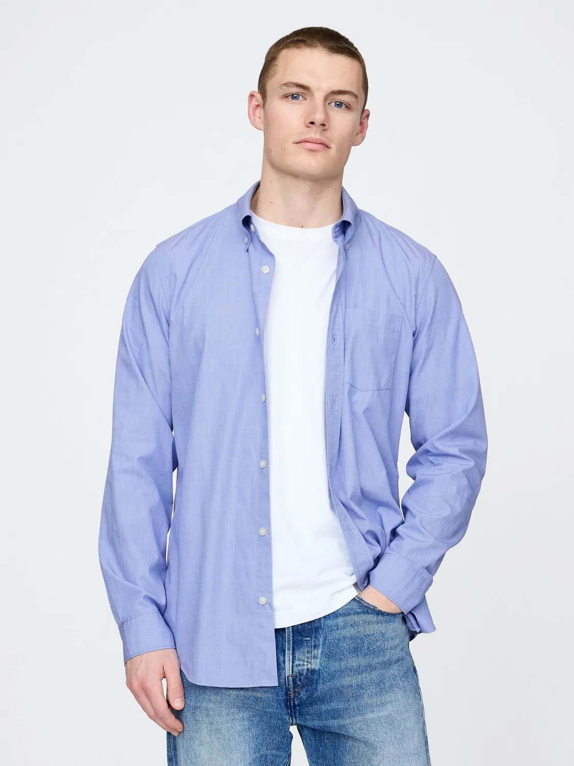 Рубашка классическая Poplin Gap, синяя
