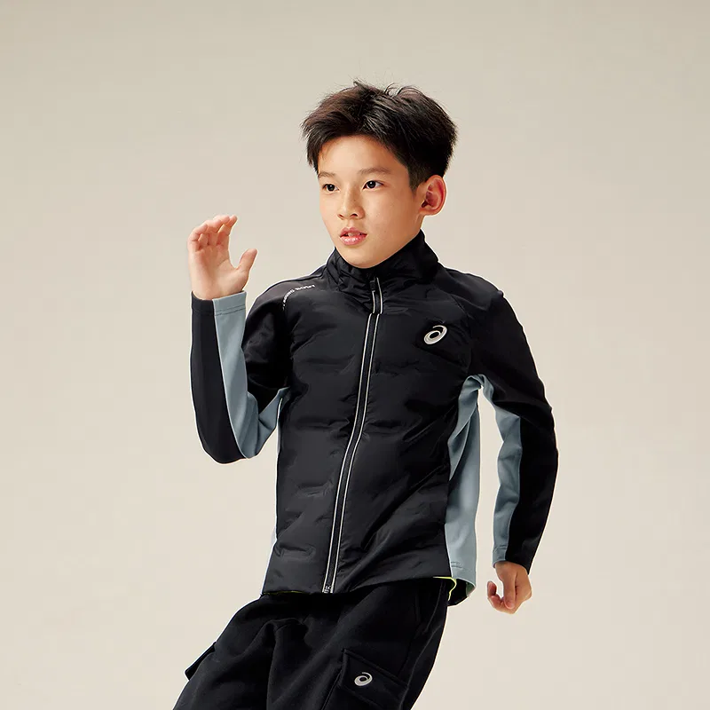 Детская куртка пуховик со стойкой и ветрозащитой ASICS, 90013 Black — фото 4