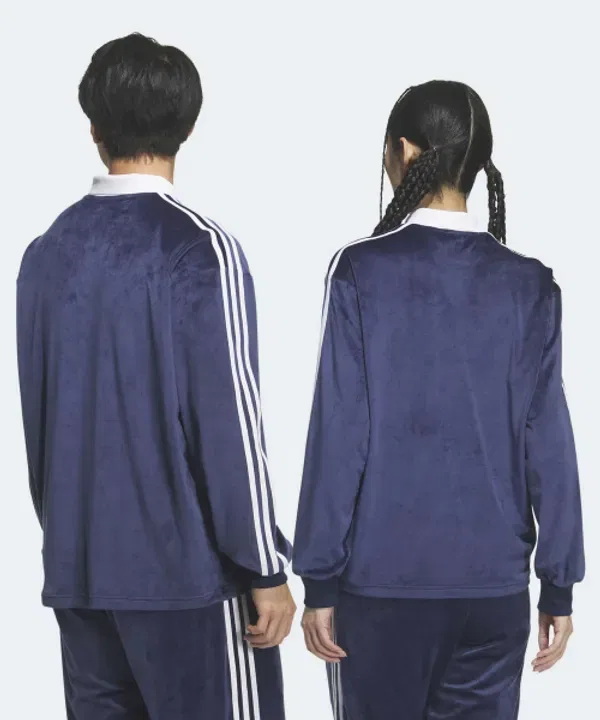 Футболка поло с велюровым воротником, Adidas, ночной индиго — фото 2