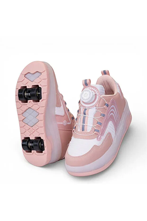 Детские кроссовки-ролики с подсветкой Kismet Kundura, Pink — фото 2