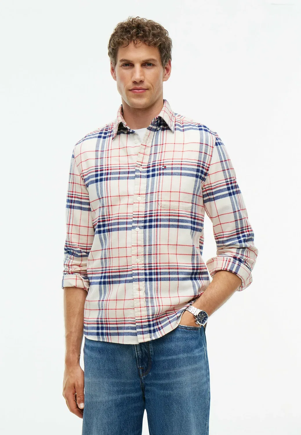 Рубашка Hero flannel tartn chck rf shirt - shirt Tommy Hilfiger, Ivory Petal Check