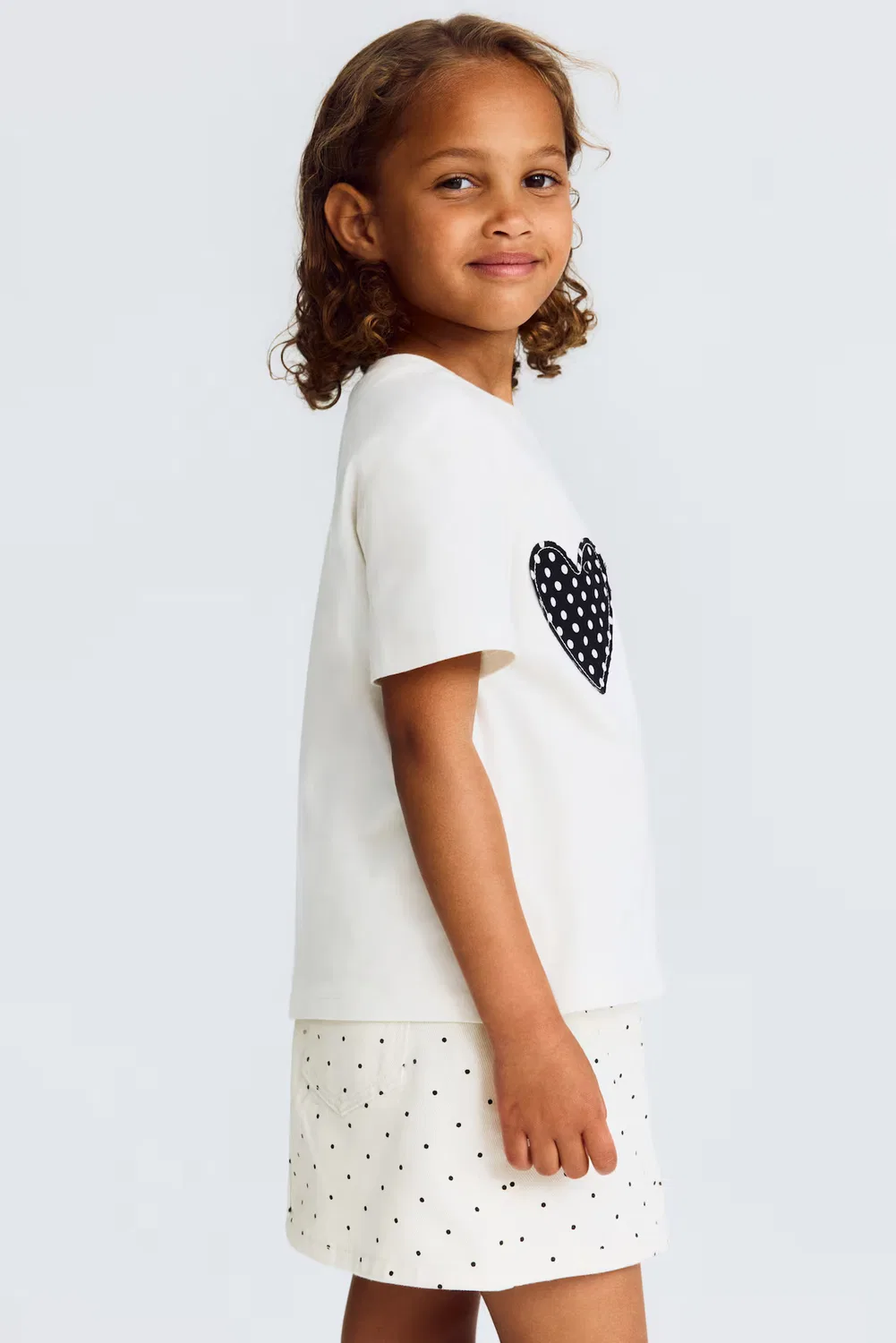 Джинсовая юбка H&M, Cremefarben/Polka Dots — фото 3