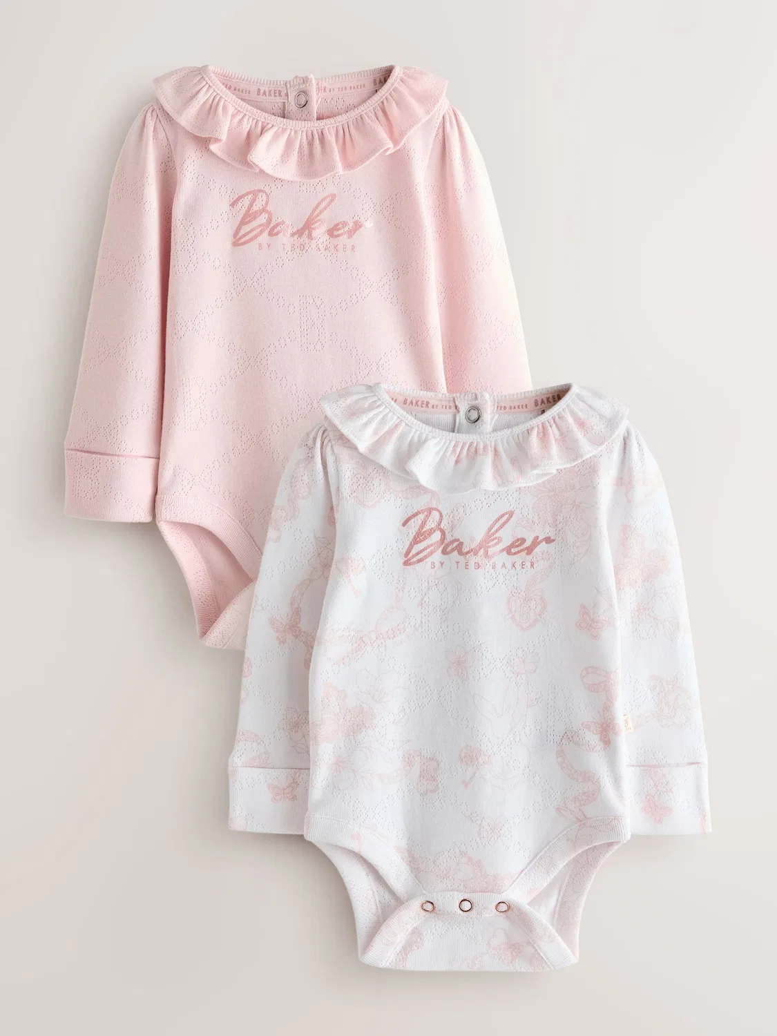 Боди 2шт, Pointelle Baker by Ted Baker, белый/розовый