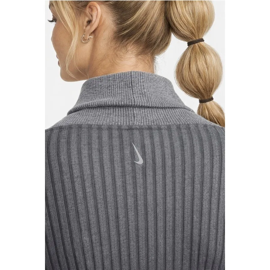 Женский свитшот свободного кроя с шалью-воротником Yoga Ribbed Shawl Collar Nike, Дымчатый — фото 4
