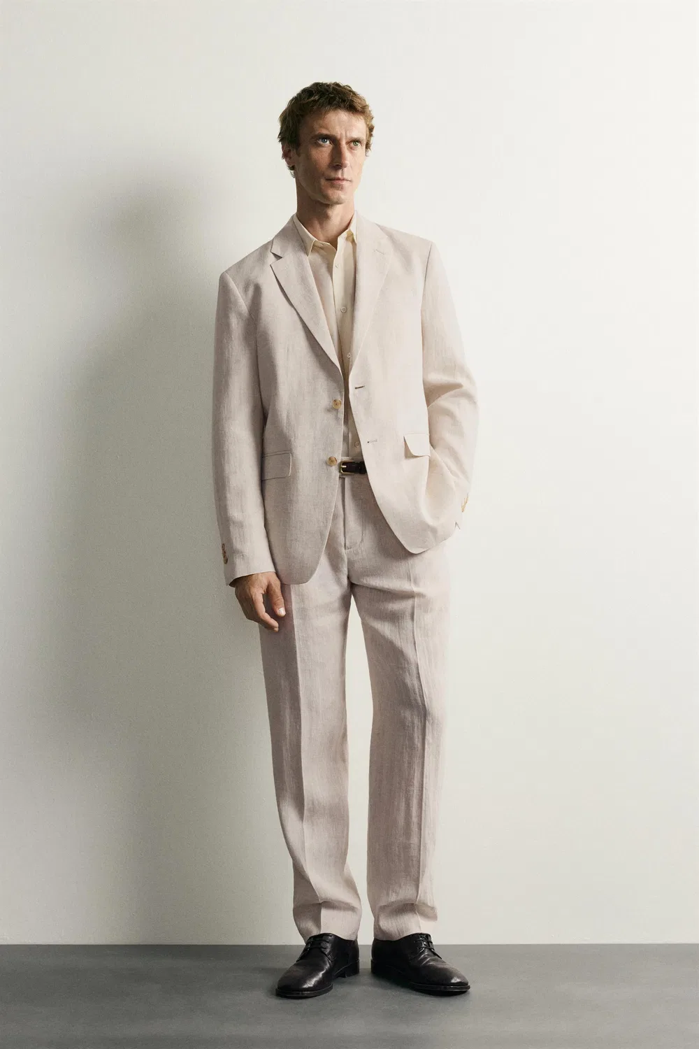 Блейзер из 100% льна ZARA, Sand