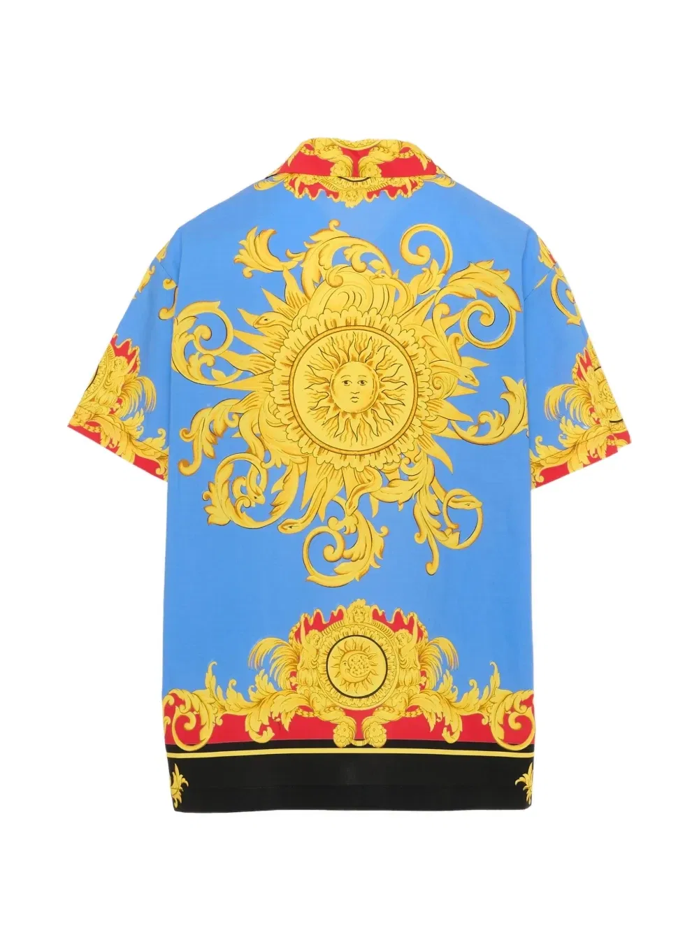 Рубашка с короткими рукавами и барочным принтом Versace Kids, синий — фото 2