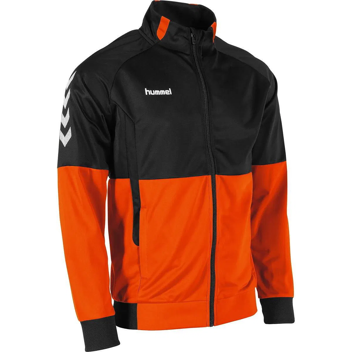Детская тренировочная куртка с цветными вставками Colorblock Hummel, Lehmorange Schwarz — фото 3