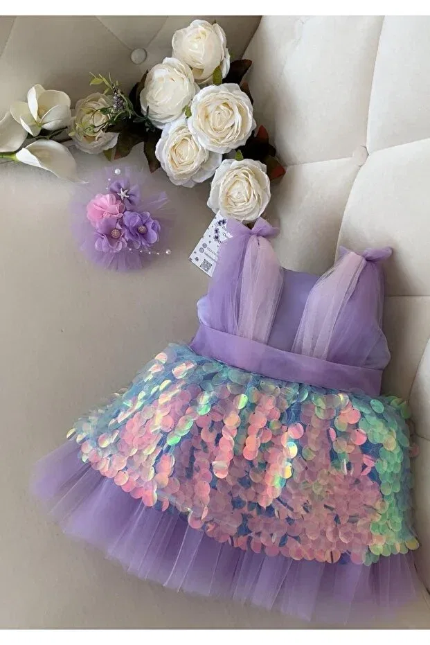 Детское платье-русалка для девочек с открытыми плечами Shclothing Accessories, Purple — фото 2