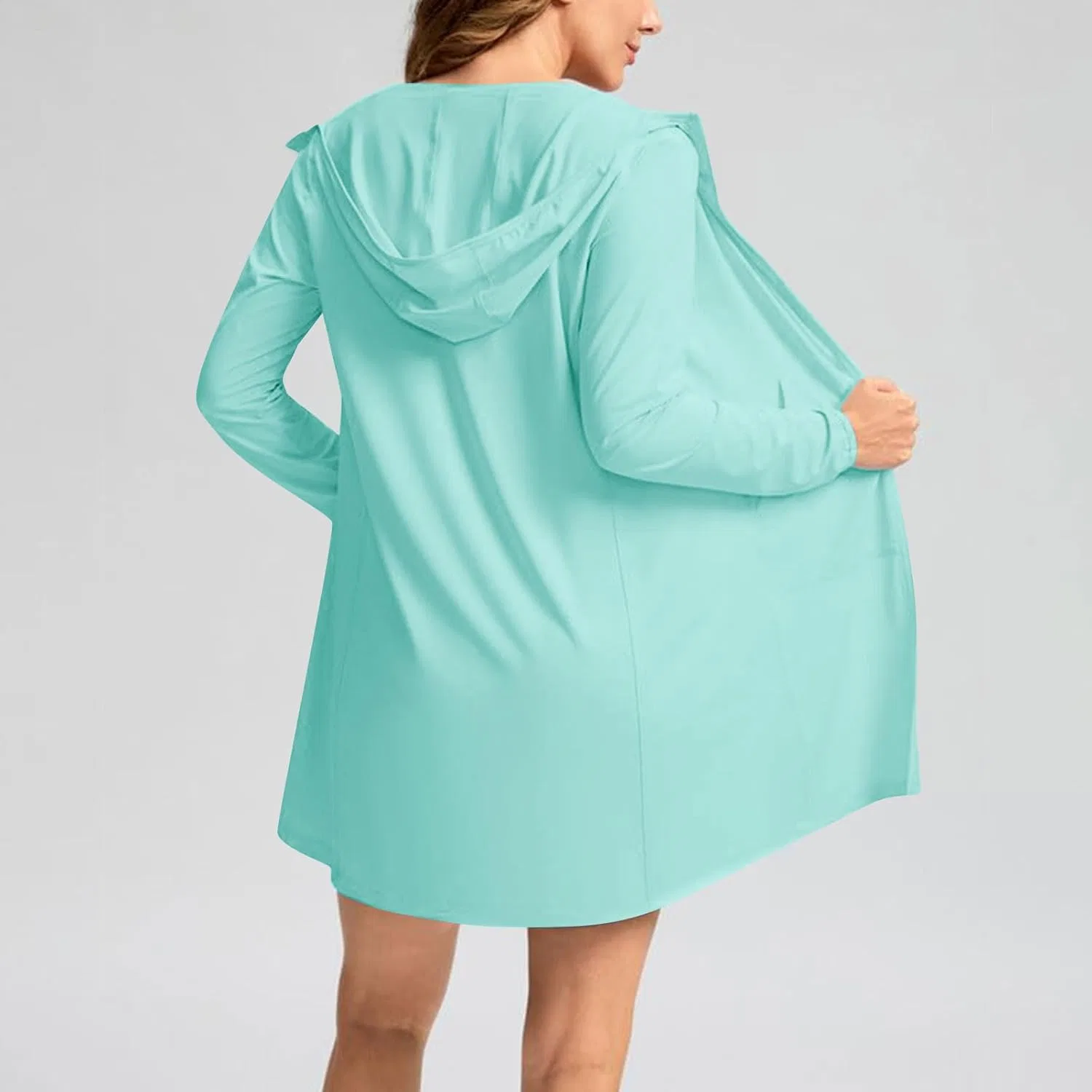 Женская легкая куртка с капюшоном UPF 50+ Rseomihvy, Mint Green — фото 4