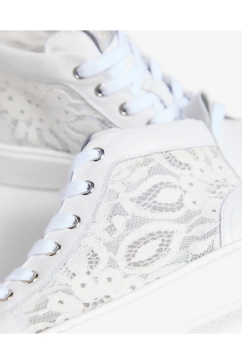 Кроссовки детские с цветочной сеткой Floral Mesh High Top NeroGiardini, белый — фото 4