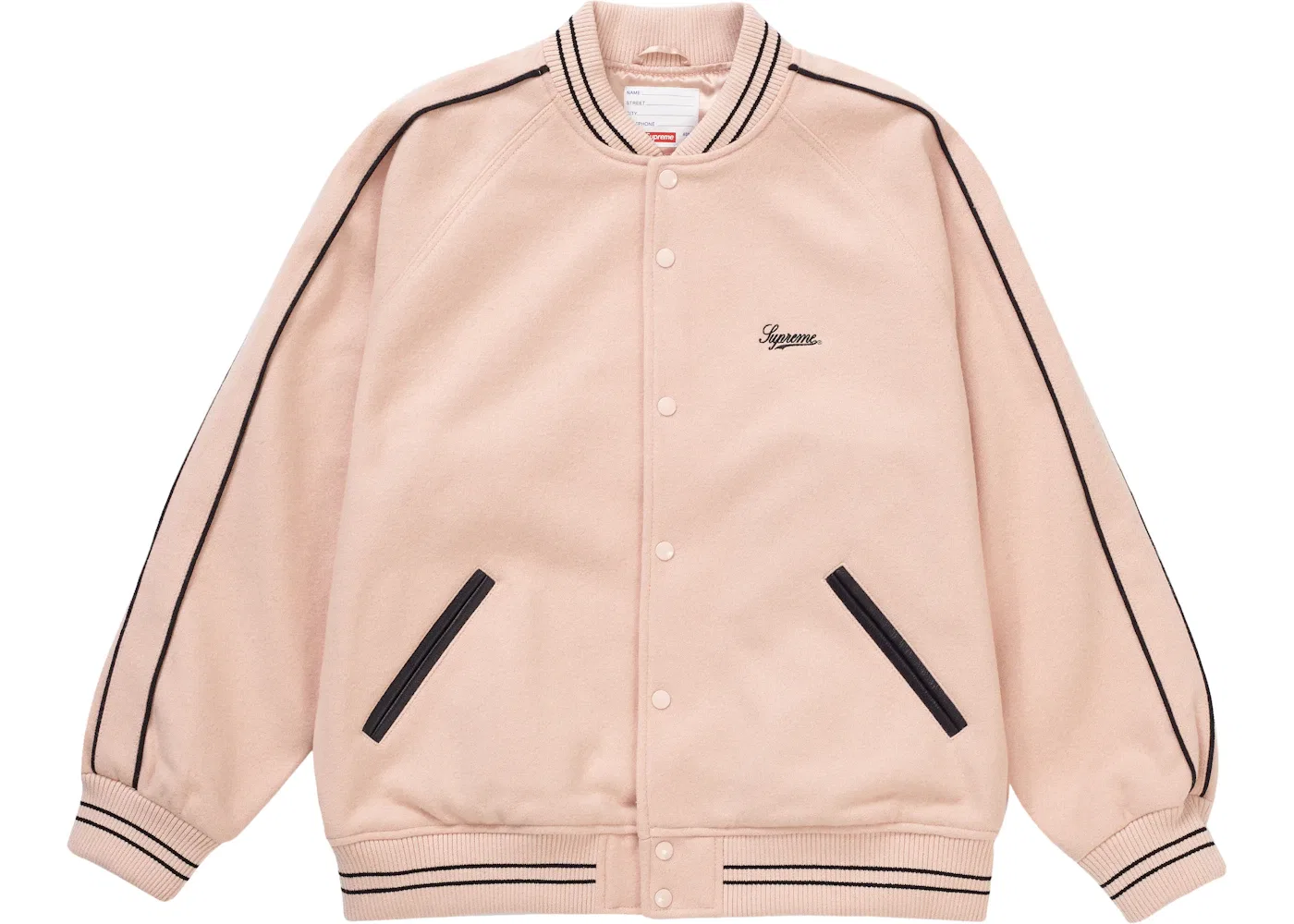 Мужская куртка-бомбер с принтом Varsity Jacket Supreme, Dusty Pink — фото 2