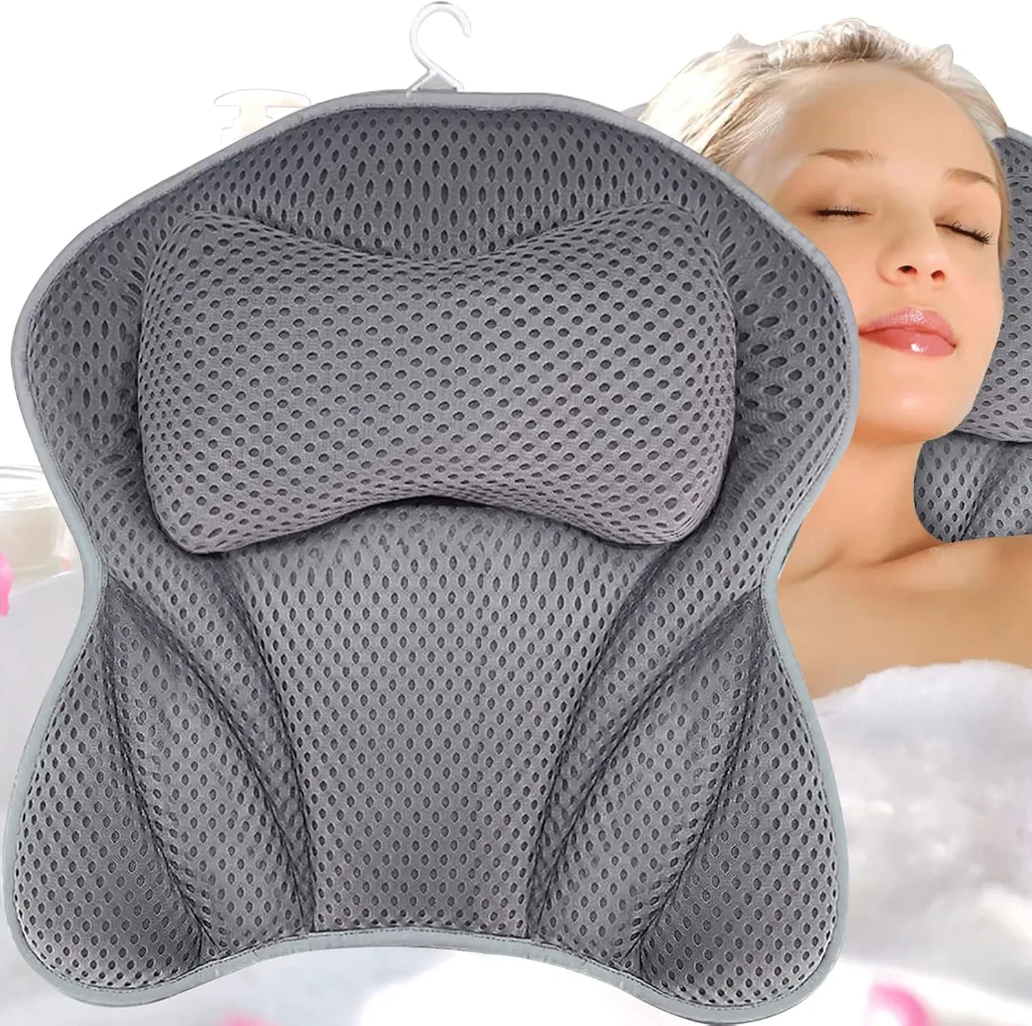 Ванная подушка 4D Air Mesh, ilbcavne, с 8 присосками, серый
