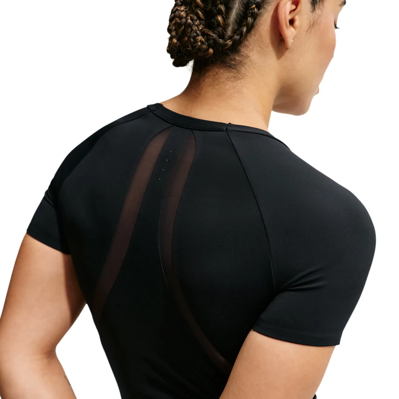 Женская футболка с длинным рукавом Nike Dri-FIT Universal SS Mesh Top, Anthracite Black Dk Smoke Grey — фото 2
