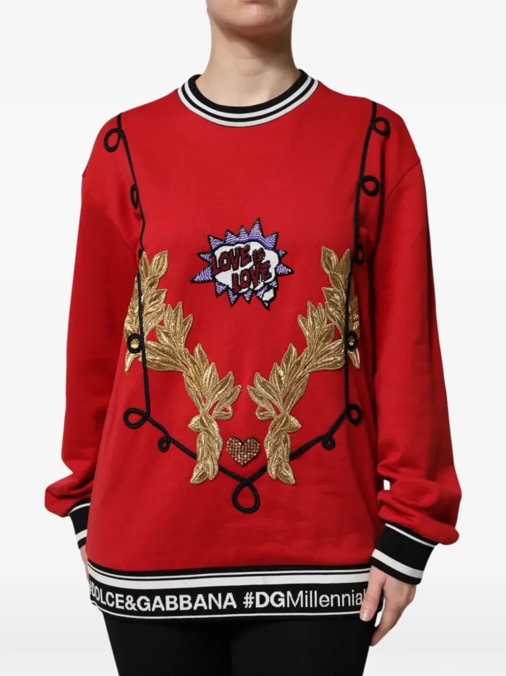Толстовка с пайетками и вышивкой DOLCE & GABBANA, красный