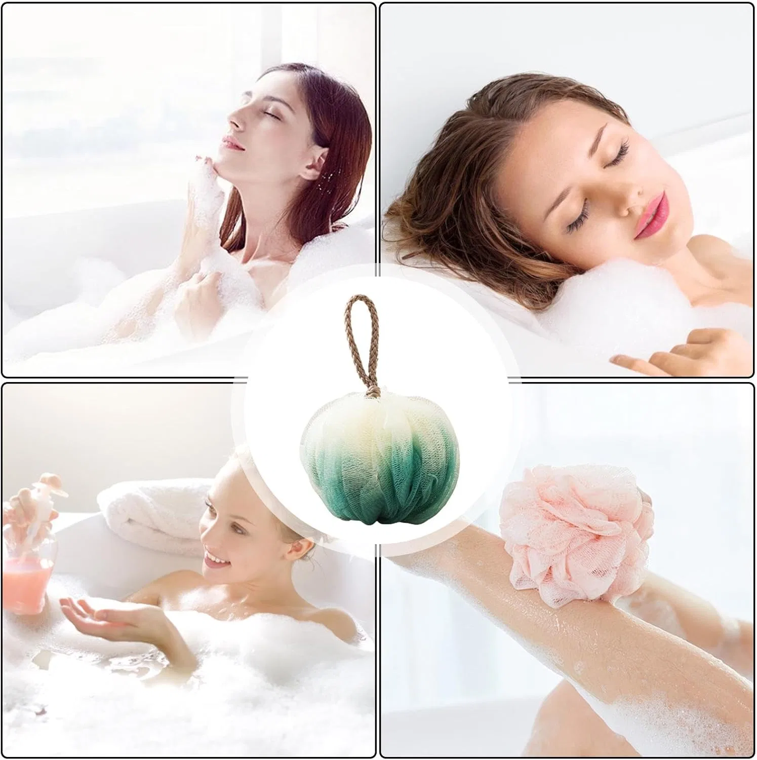 Мочалка для тела Body Wash Loofah, Generisch, 1 шт, 14x14x14 см, Green — фото 4