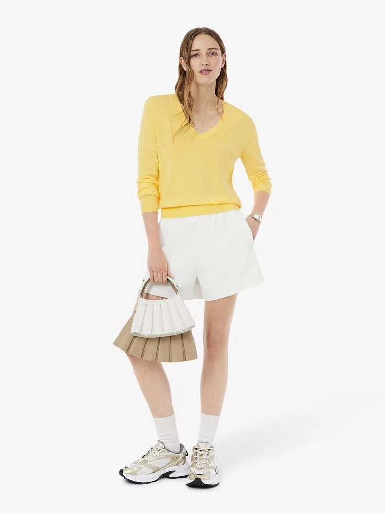 Свитер LACOSTE Light Cotton V-образный вырез, Lemon — фото 4