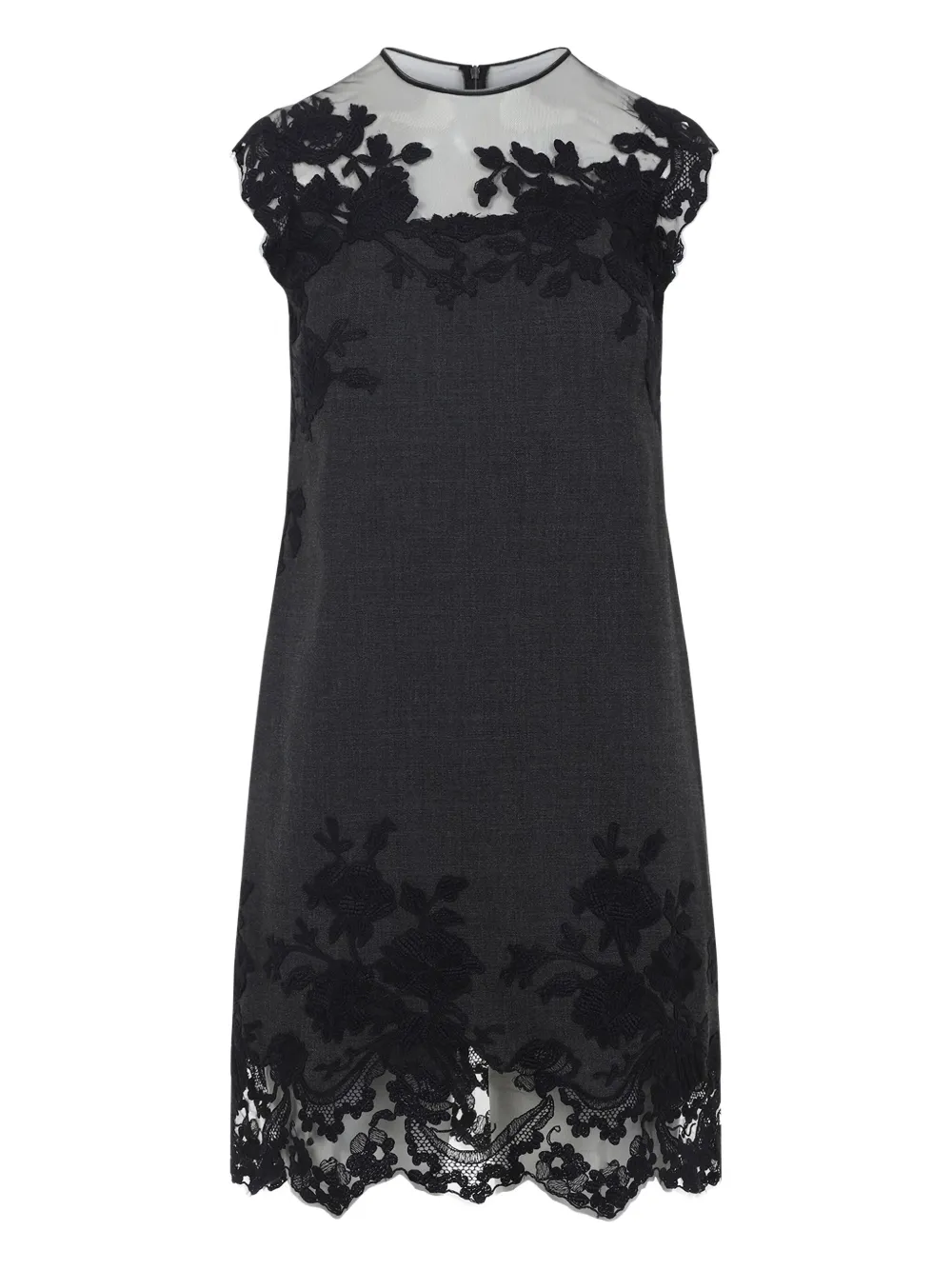 

Шерстяное платье с кружевом Ermanno Scervino, серый