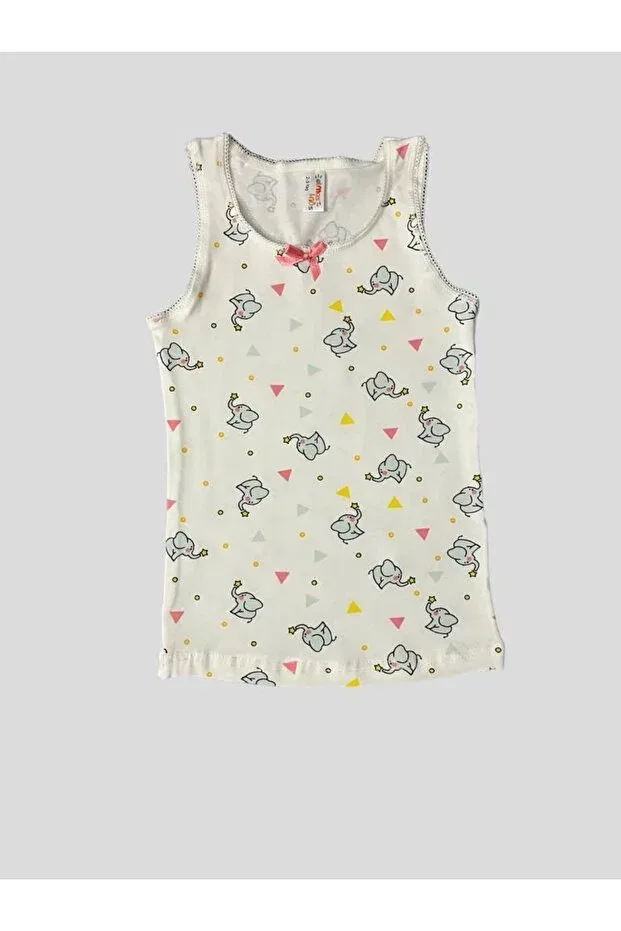 Детский комплект для девочек хлопковый Elephant Patterned Boxer Set Elmas Kids, Ecru — фото 3