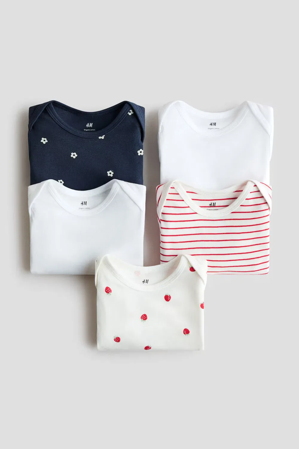 Набор из 5 боди с длинными рукавами H&M, Marineblau/Erdbeeren — фото 2