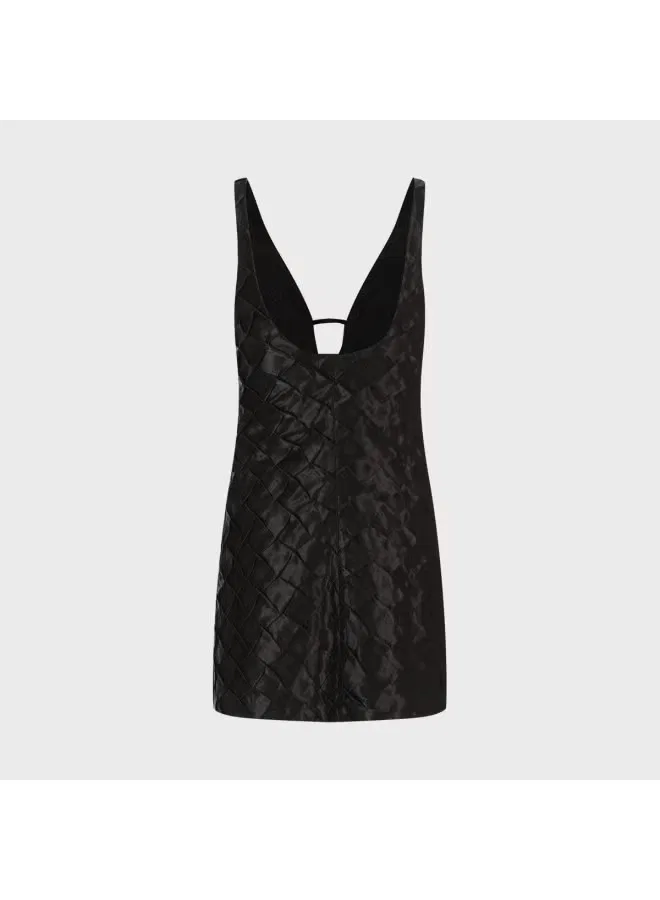 Платье-трапеция мини с разрезом и клетчатым слоем Zara, черный — фото 3