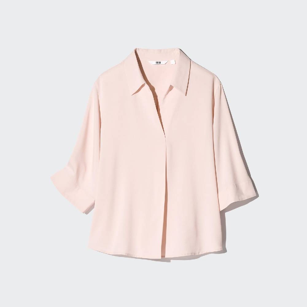 Блуза Uniqlo Rayon Skipper 7/8 Sleeves, 10 розовый