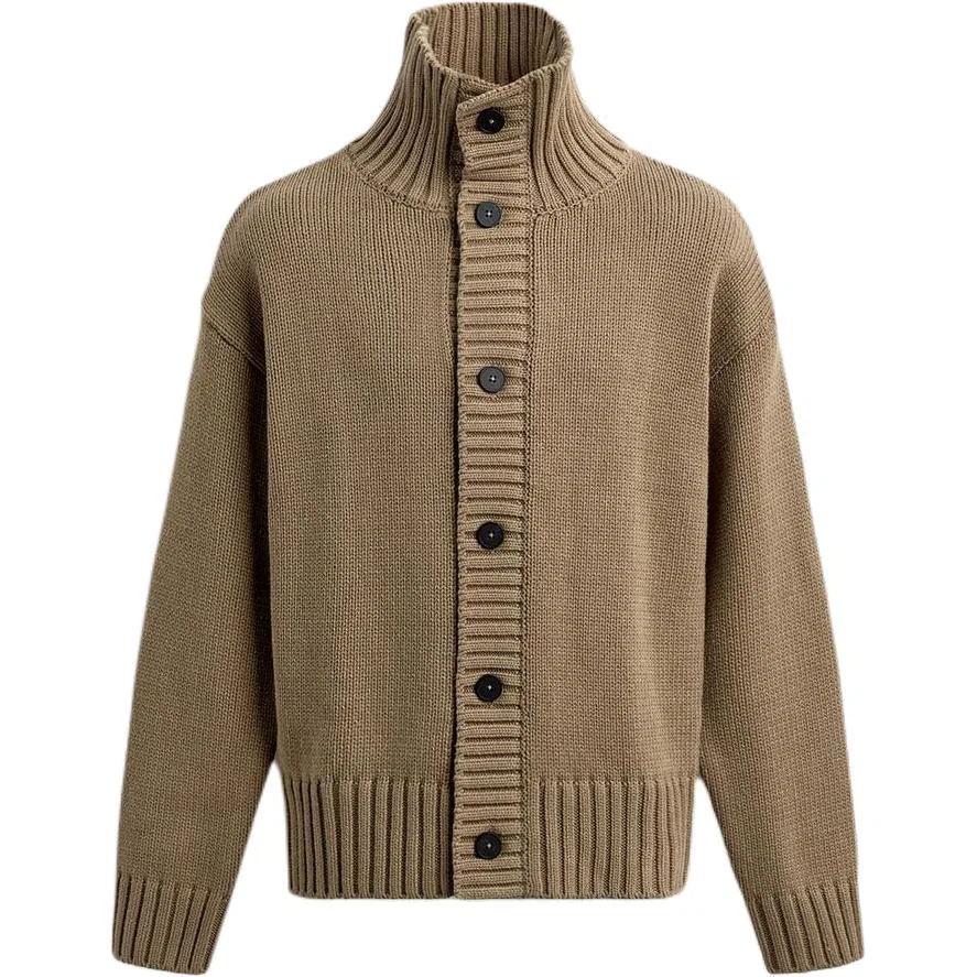 Мужской вязаный кардиган с воротником-стойкой Tan ZARA, Tan