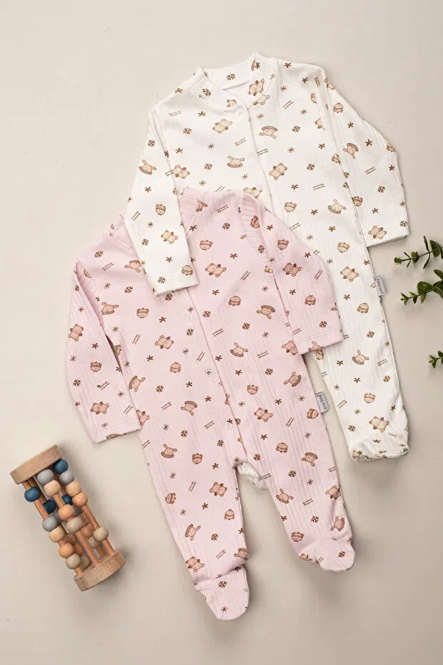 Детский комплект ромперов с принтом Basics Defne Lina Baby, Beige