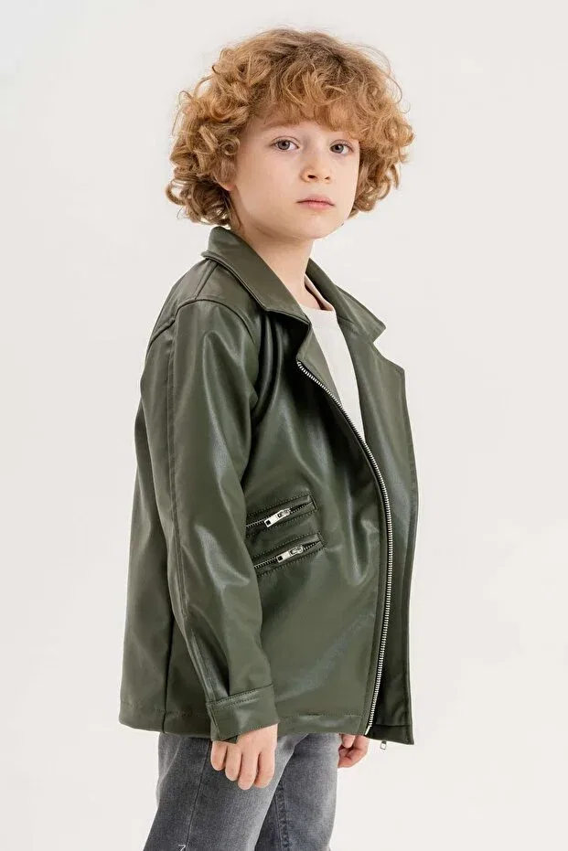 Детская кожаная куртка с двумя боковыми молниями Dazzledkids — фото 2