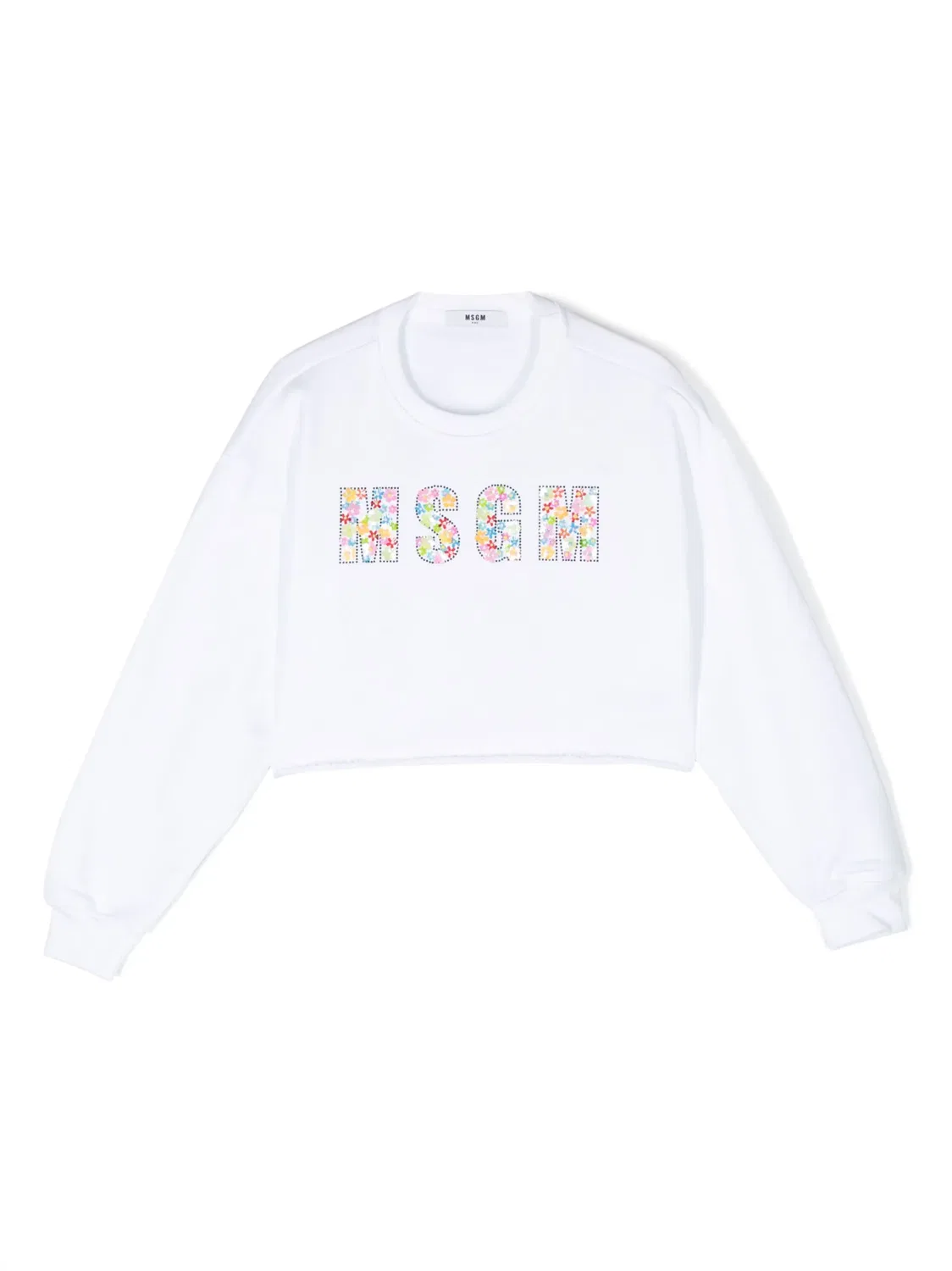 Свитшот с цветочными пайетками MSGM, белый