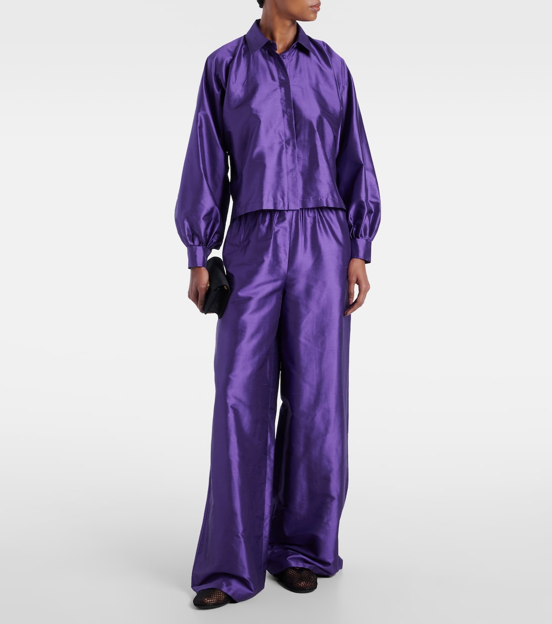 Широкие брюки Avio из шелкового атласа с высокой талией Max Mara, Iris — фото 2