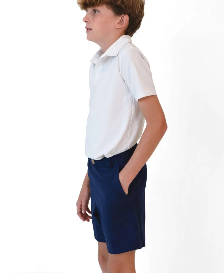 Шорты с декоративной пуговицей и шлевками Courtside Kids, Navy — фото 2