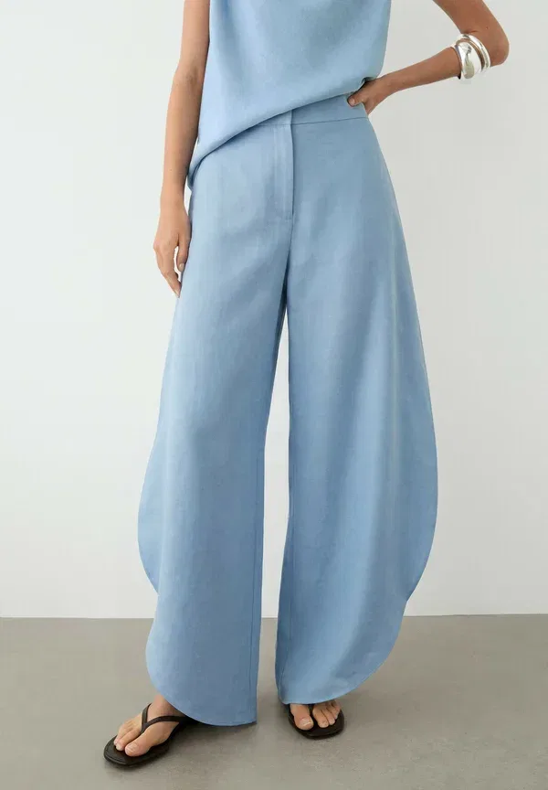 Брюки из льна Cocoon Massimo Dutti, Light Blue, светло-голубой — фото 3