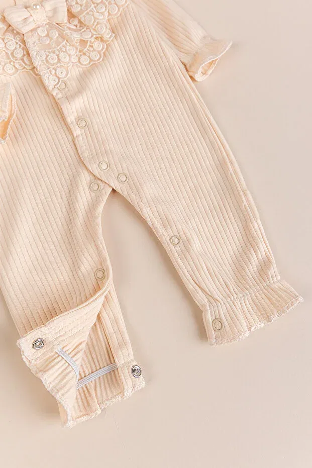 Детское боди-комбинезон для девочек хлопковый Babymod, Beige — фото 3