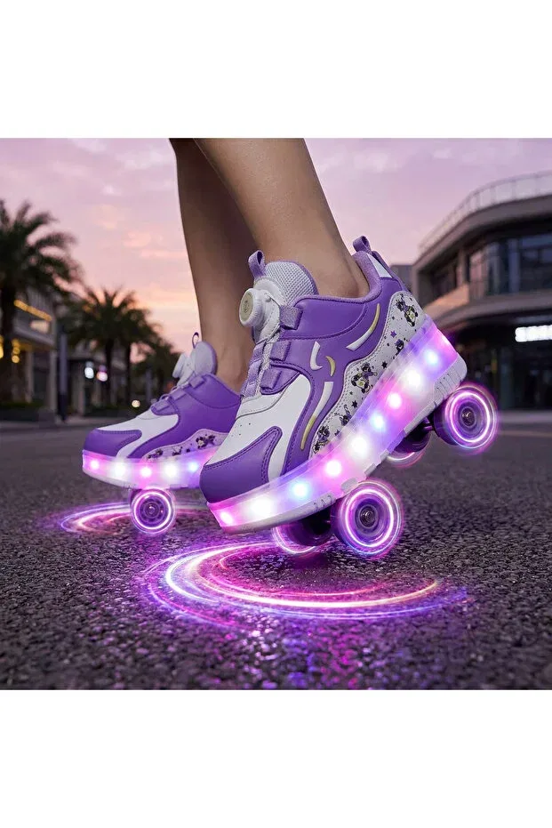 Детские кроссовки для мальчиков с узором Fun Led-Soled Roller Skates Rocky, Purple